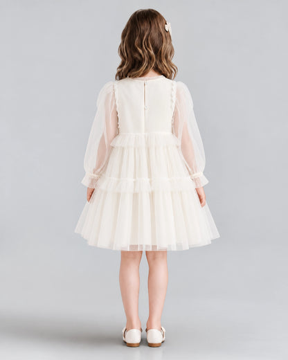 Ivory A-line Girls Formal Dresses Back