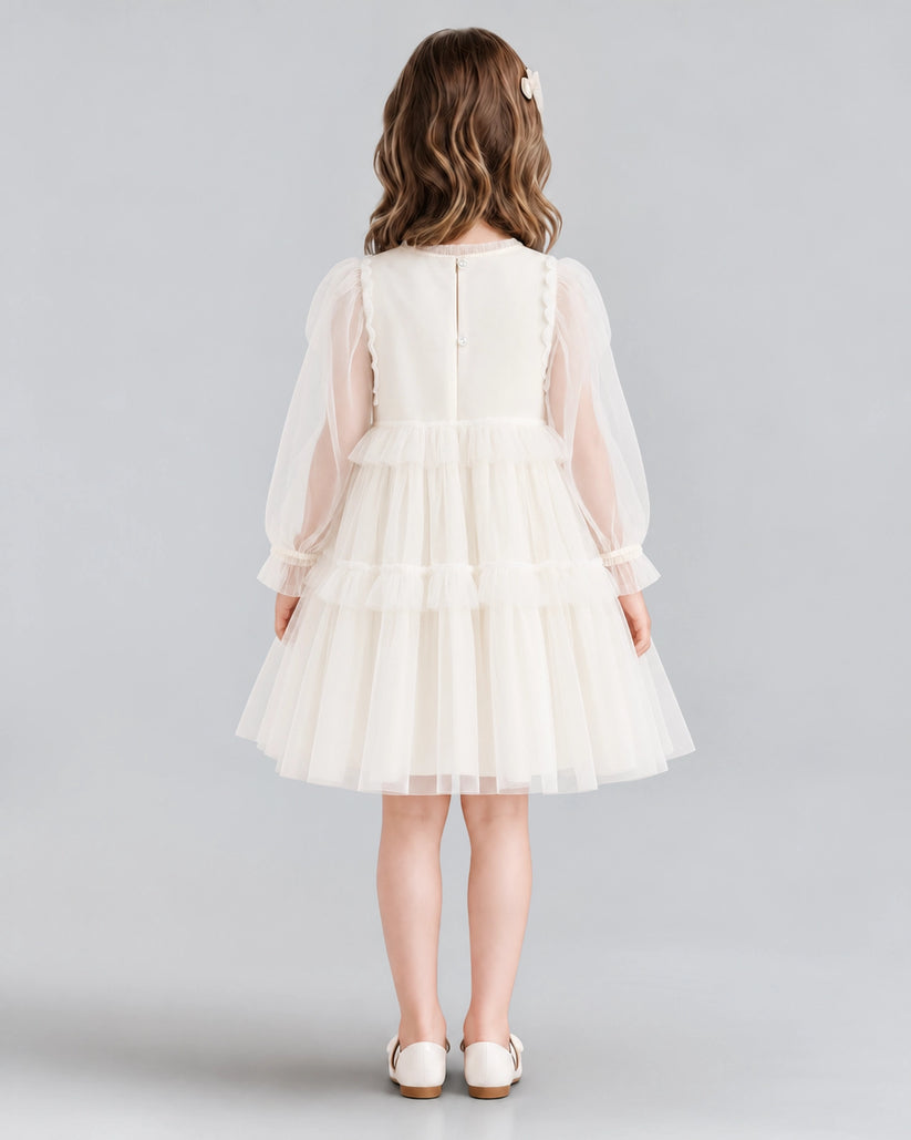 Ivory A-line Girls Formal Dresses Back