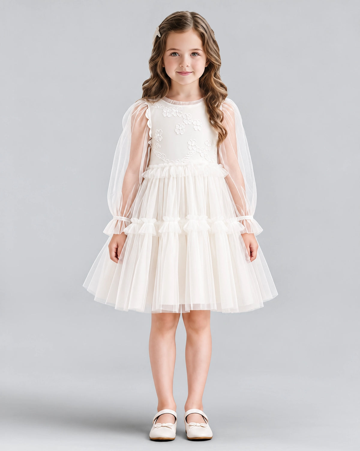 Ivory A-line Girls Formal Dresses Front