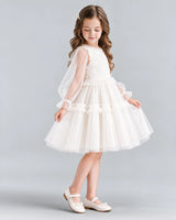 Ivory A-line Girls Formal Dresses Side