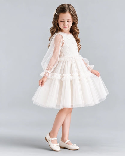 Ivory A-line Girls Formal Dresses Side