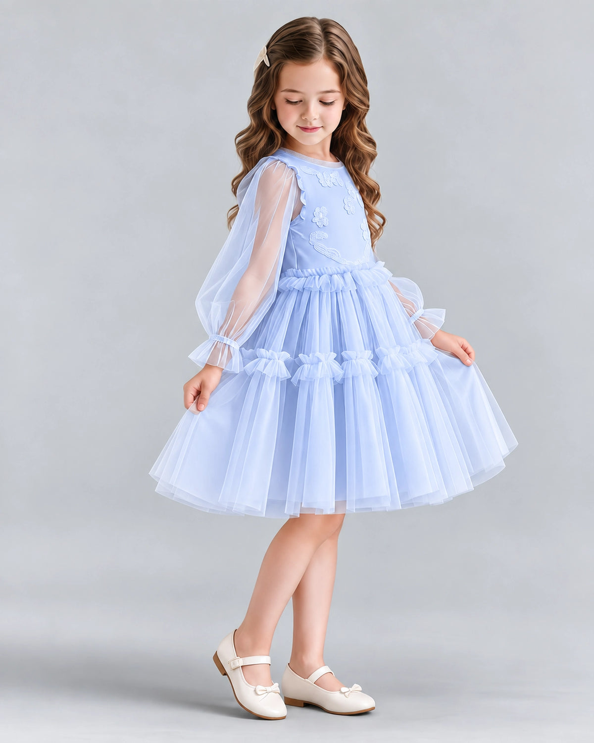 Lavender A-line Girls Formal Dresses Side
