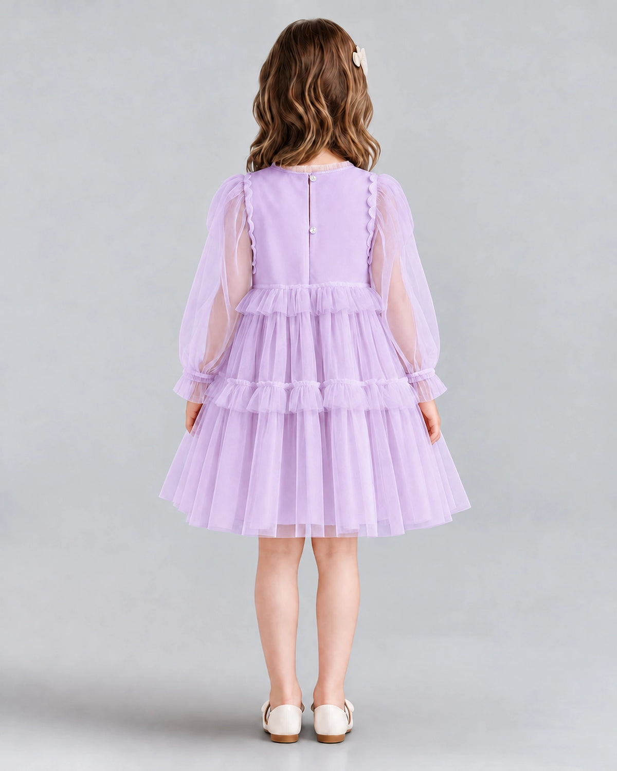 Lilac A-line Girls Formal Dresses Back