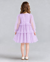 Lilac A-line Girls Formal Dresses Back