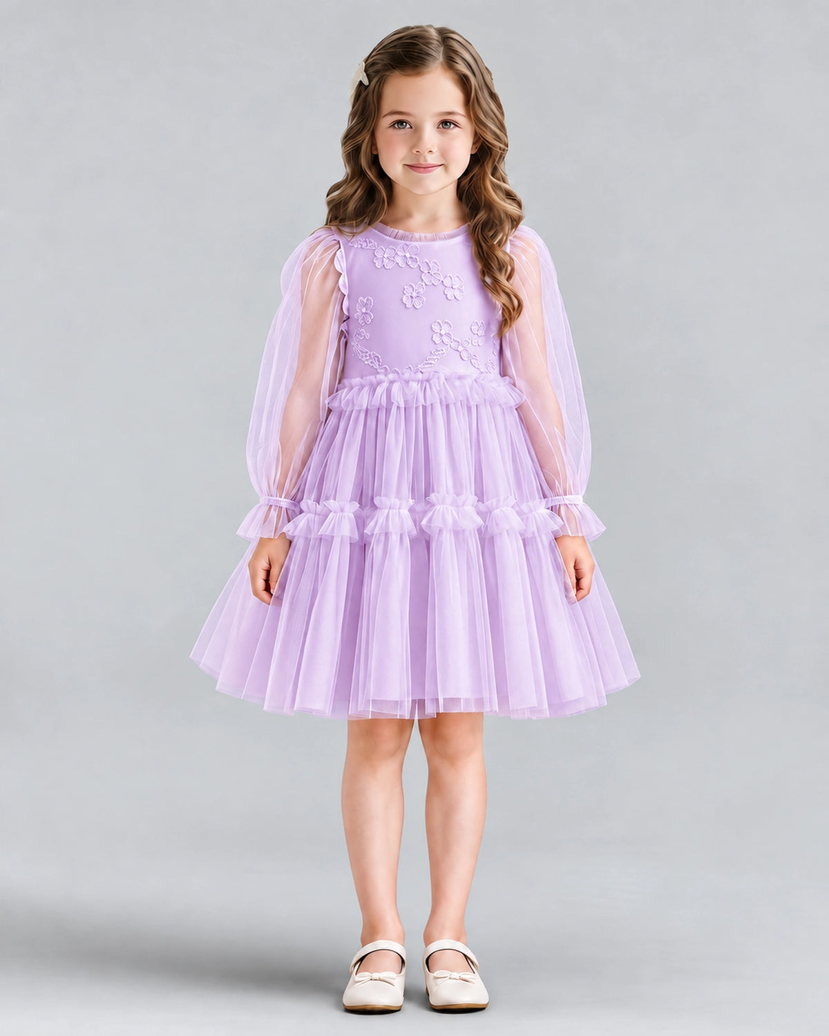 Lilac A-line Girls Formal Dresses Front
