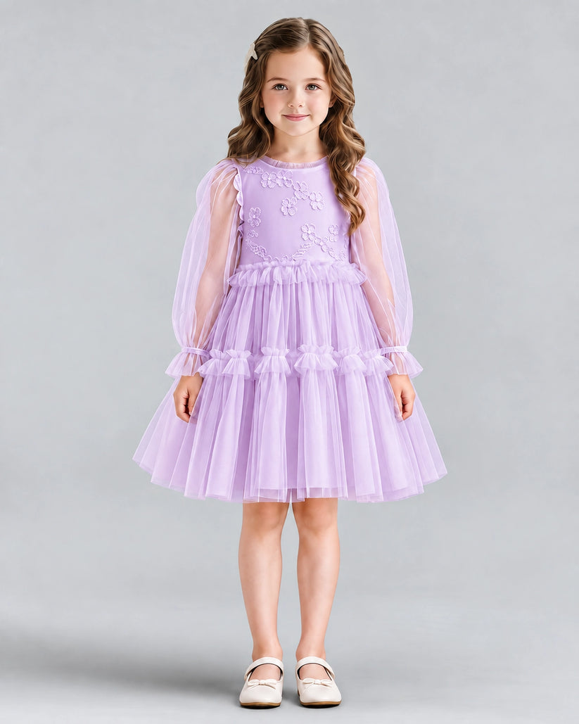 Lilac A-line Girls Formal Dresses Front