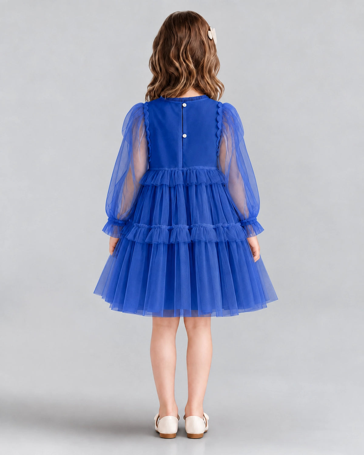 Royal Blue A-line Girls Formal Dresses Back