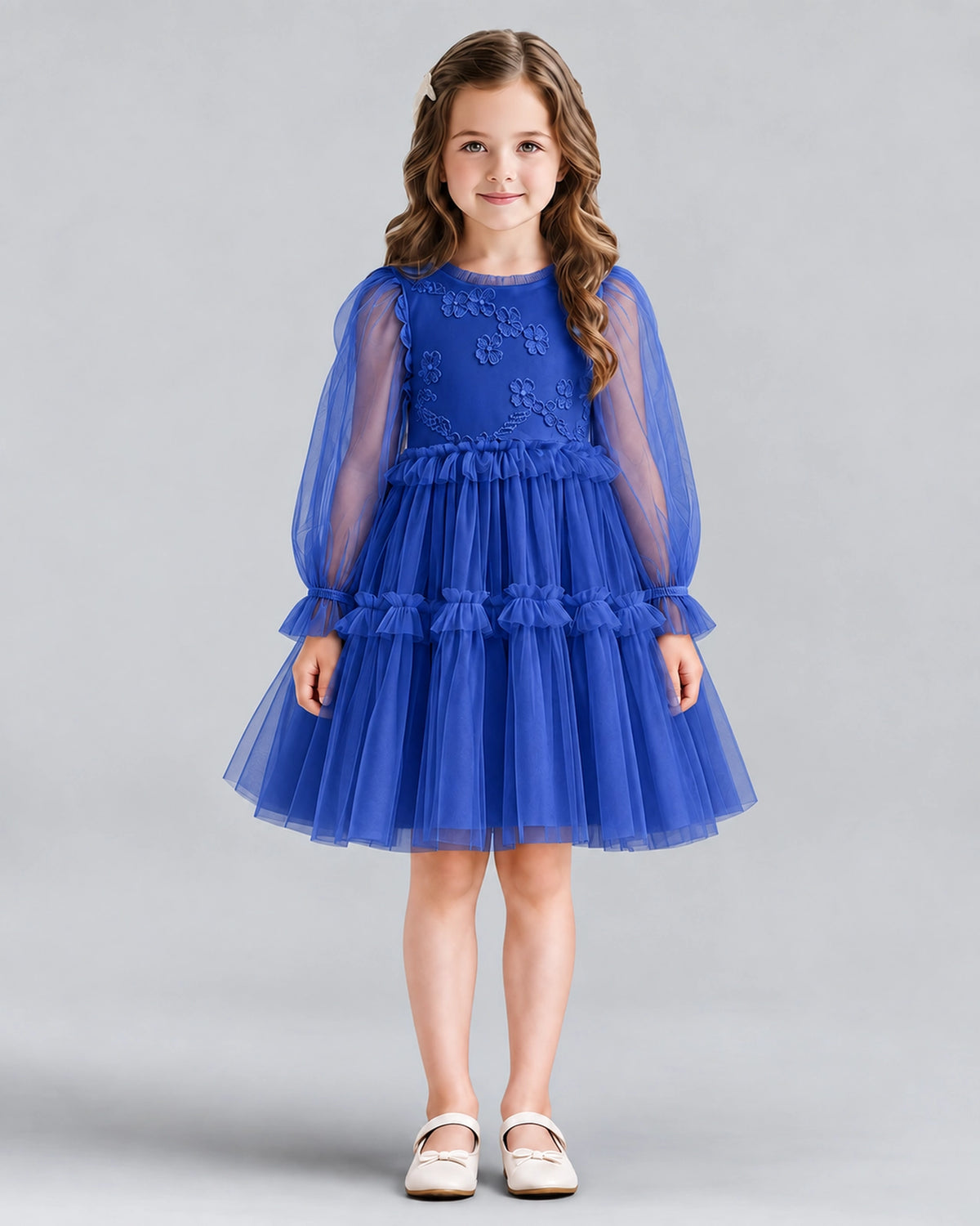 Royal Blue A-line Girls Formal Dresses Front