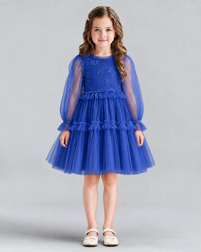 Royal Blue A-line Girls Formal Dresses Front