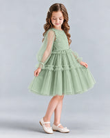 Sage Green A-line Girls Formal Dresses Side
