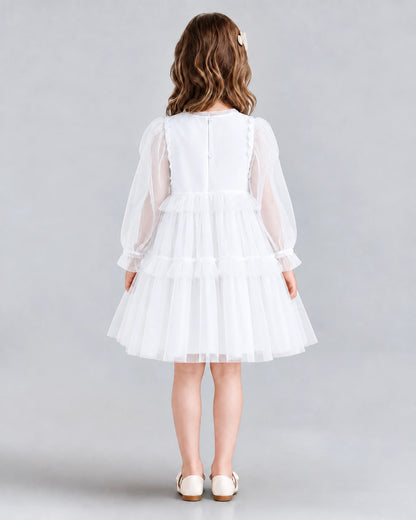 White A-line Girls Formal Dresses Back