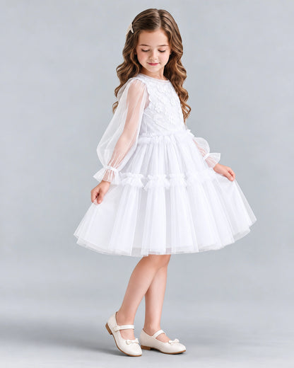 White A-line Girls Formal Dresses Side