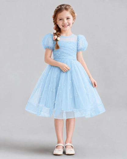 Baby Blue A-line Flower Girl Dresses Front