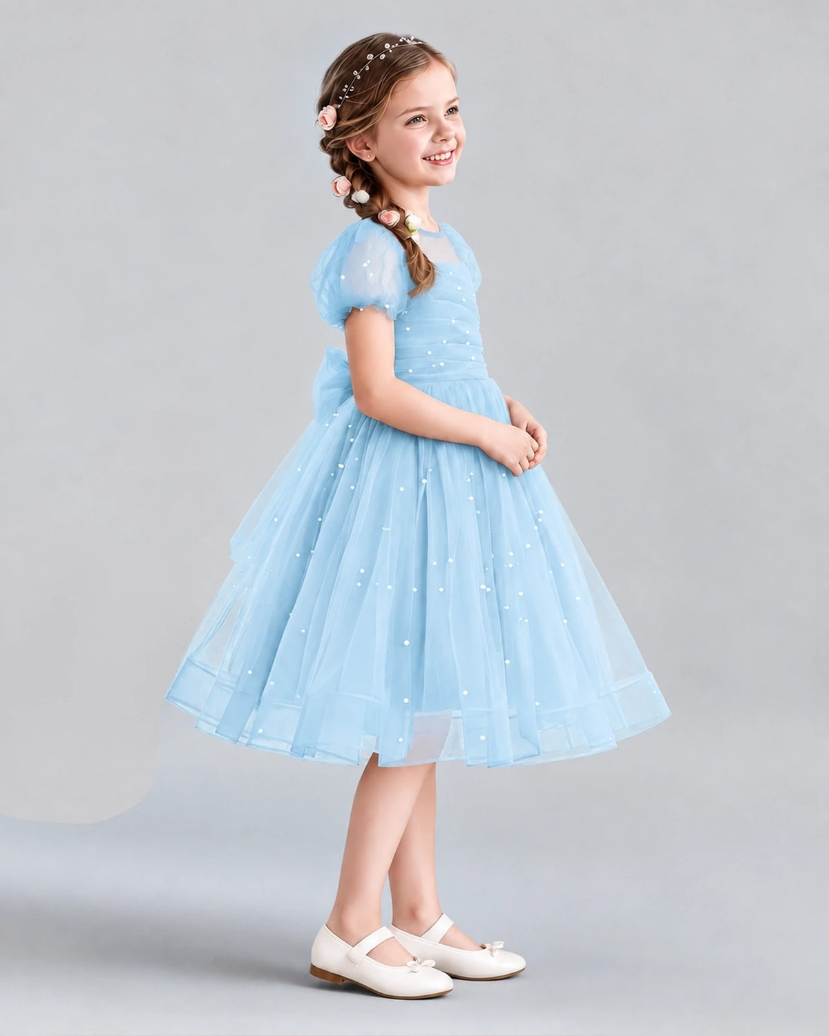 Baby Blue A-line Flower Girl Dresses Side