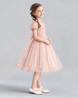 Blush Pink A-line Flower Girl Dresses Side