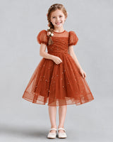 Burnt Orange A-line Flower Girl Dresses Front