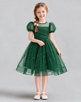 Dark Green A-line Flower Girl Dresses Front