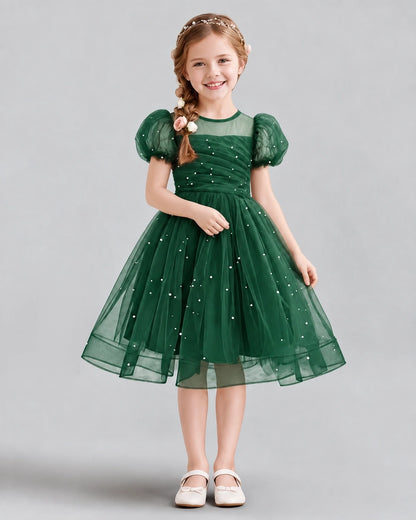 Dark Green A-line Flower Girl Dresses Front