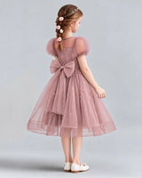 Dusty Rose A-line Flower Girl Dresses Back