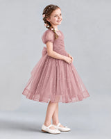 Dusty Rose A-line Flower Girl Dresses Side