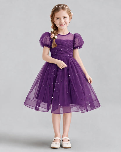 Grape A-line Flower Girl Dresses Front