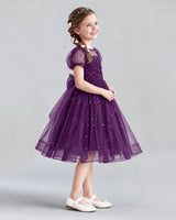Grape A-line Flower Girl Dresses Side