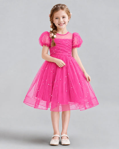 Hot Pink A-line Flower Girl Dresses Front