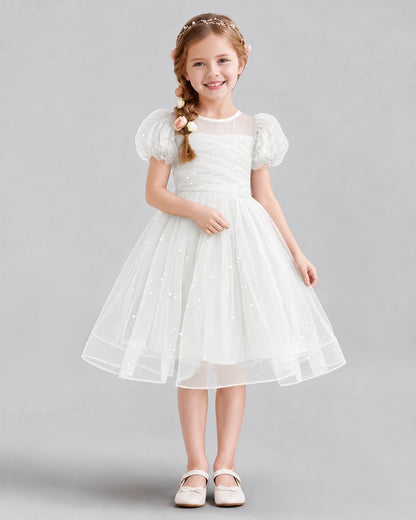 Ivory A-line Flower Girl Dresses Front