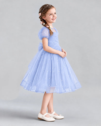 Lavender A-line Flower Girl Dresses Side
