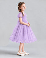 Lilac A-line Flower Girl Dresses Side