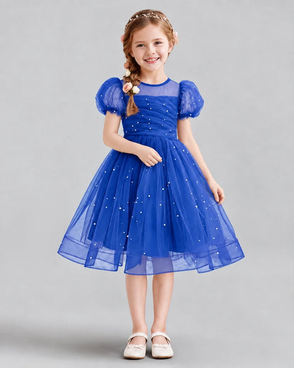 Royal Blue A-line Flower Girl Dresses Front