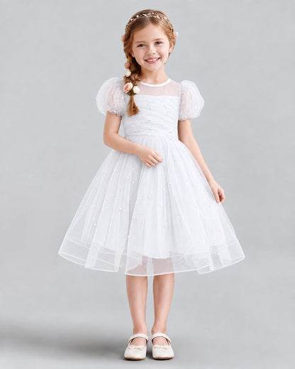 White A-line Flower Girl Dresses Front