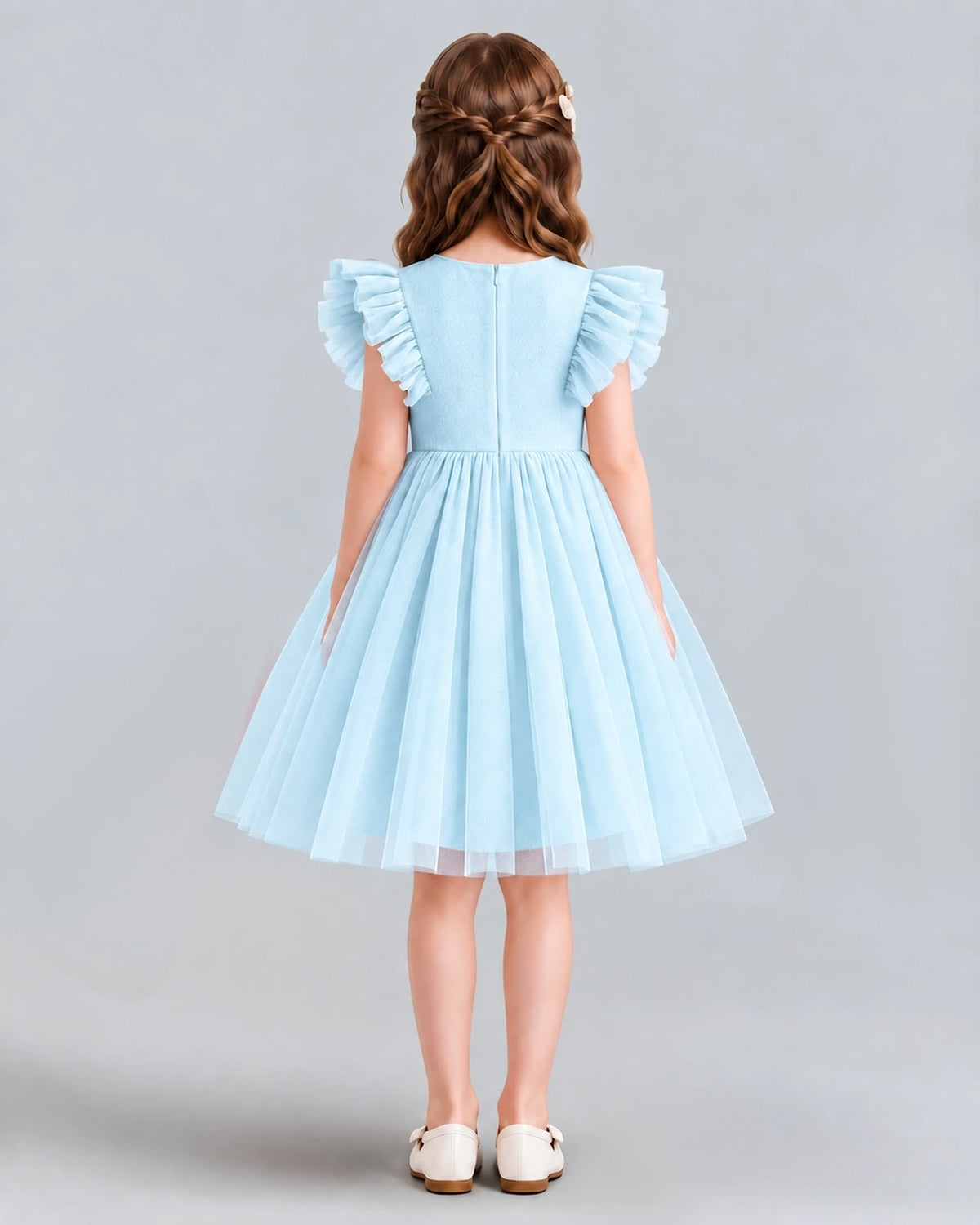 Baby Blue A-line Girls Formal Dresses Back