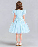 Baby Blue A-line Girls Formal Dresses Back