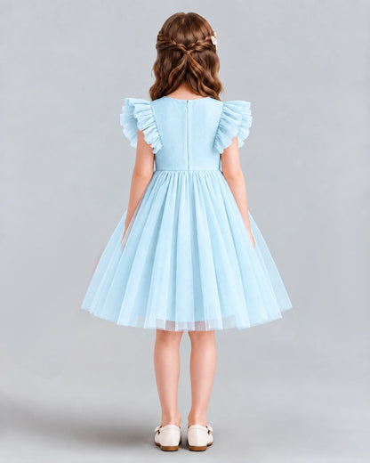 Baby Blue A-line Girls Formal Dresses Back