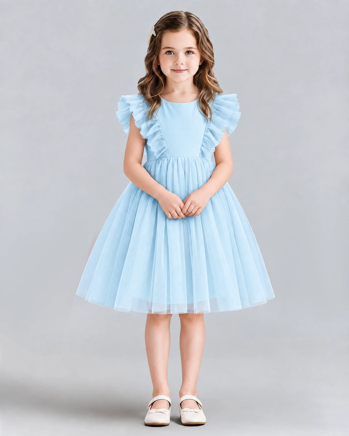 Baby Blue A-line Girls Formal Dresses Front