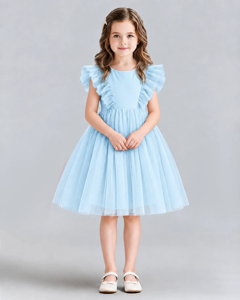 Baby Blue A-line Girls Formal Dresses Front