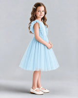 Baby Blue A-line Girls Formal Dresses Side