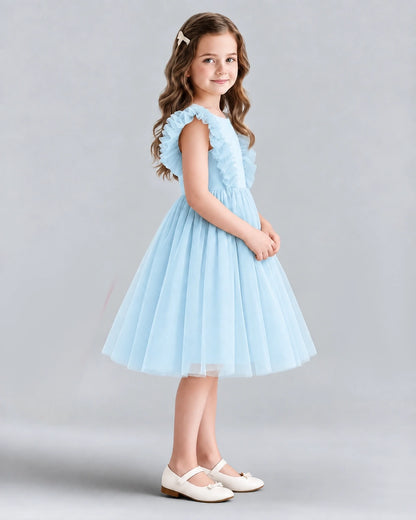 Baby Blue A-line Girls Formal Dresses Side