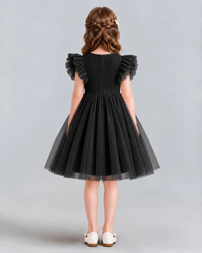 Black A-line Girls Formal Dresses Back