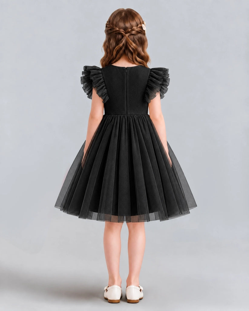 Black A-line Girls Formal Dresses Back