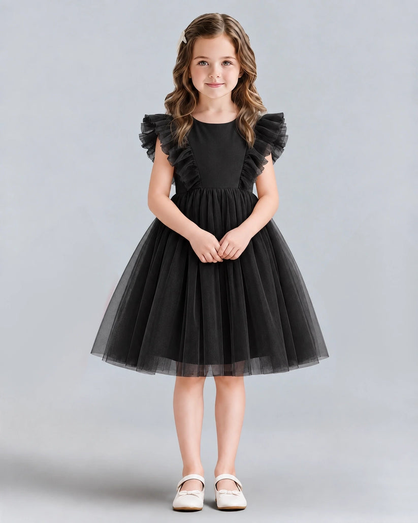 Black A-line Girls Formal Dresses Front