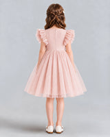 Blush Pink A-line Girls Formal Dresses Back