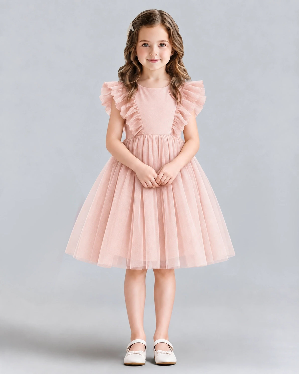 Blush Pink A-line Girls Formal Dresses Front