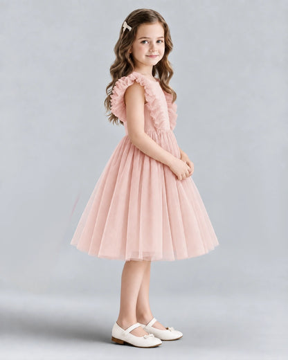 Blush Pink A-line Girls Formal Dresses Side