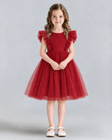 Burgundy A-line Girls Formal Dresses Front