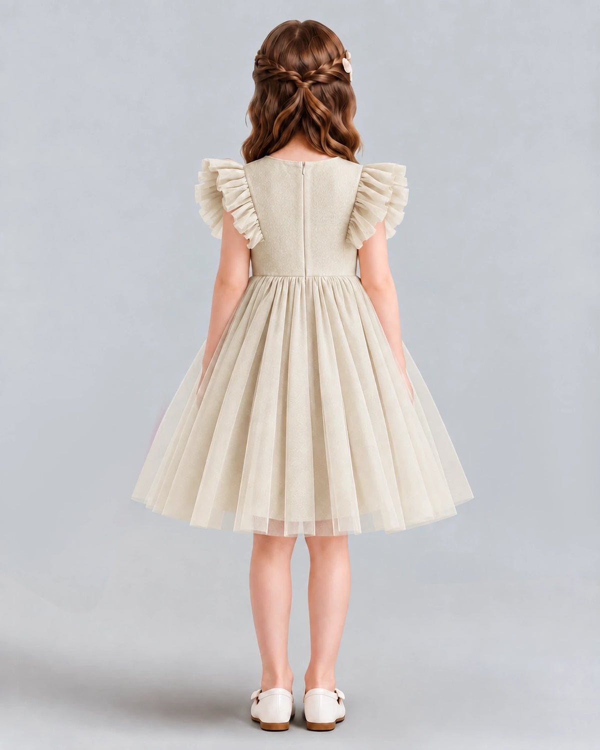 Champagne A-line Girls Formal Dresses Back