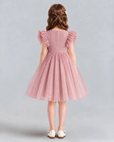 Blush Pink A-line Girls Formal Dresses Back