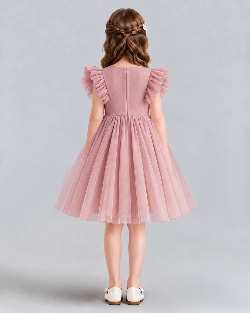 Blush Pink A-line Girls Formal Dresses Back