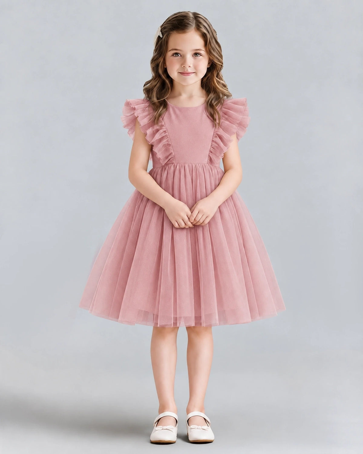 Blush Pink A-line Girls Formal Dresses Front